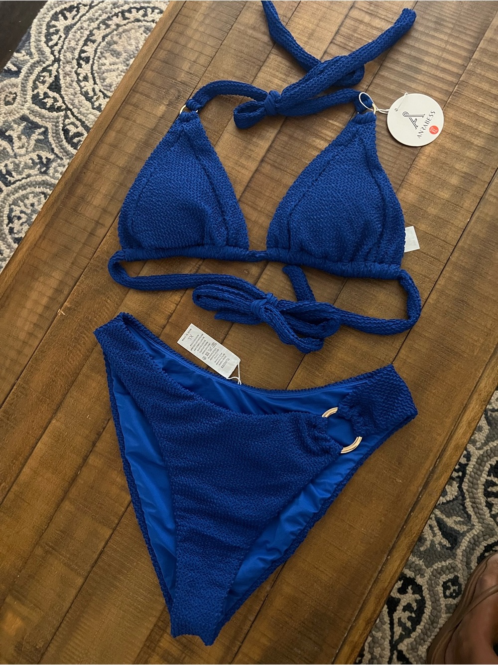 NWT Royal Blue Crinkle Bikini size XL
